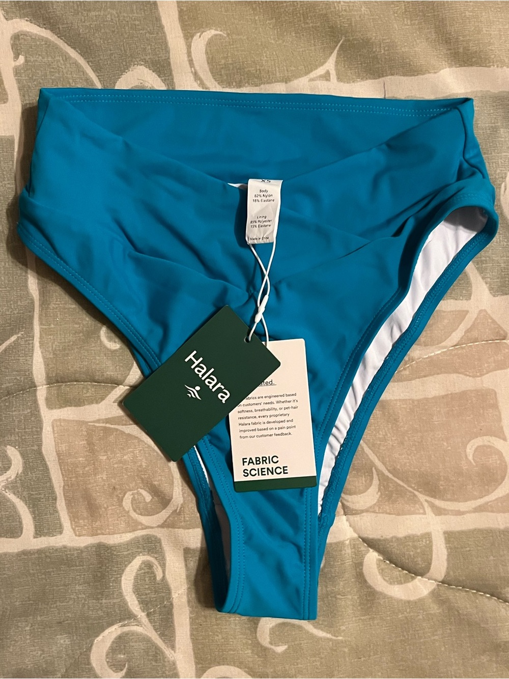 Halara Teal High-Cut Bikini Bottom - Women Swim XS NWT